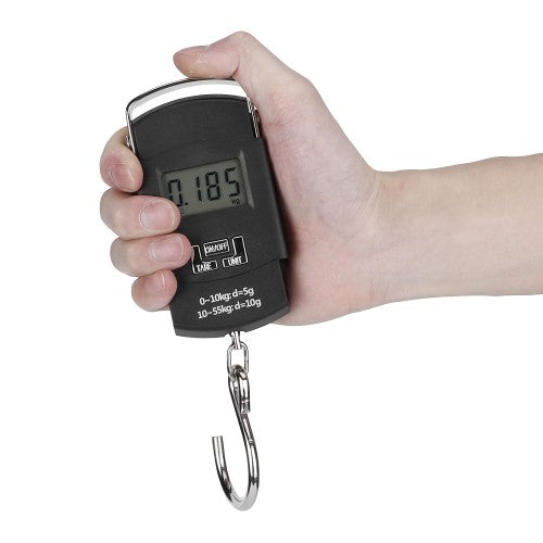Portable Electronic Scale, 50KG/110LB Mini Weighing Scale with LCD Display, Hook, Tare Function for Luggage, Food, Fishing, Postal Parcel Portable Electronic Scale, 50KG/110LB Mini Weighing Scale with LCD Display, Hook, Tare Function for Luggage, Food, Fishing, Postal Parcel